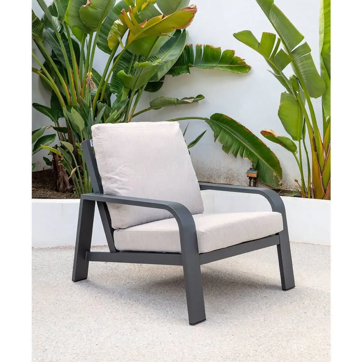 Conjunto de Jardín Aluminio Antracita y Cojines Beige LÉRIDA