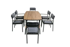 Conjunto de Jardín Aluminio Antracita 6 Sillones COPENHAGUE