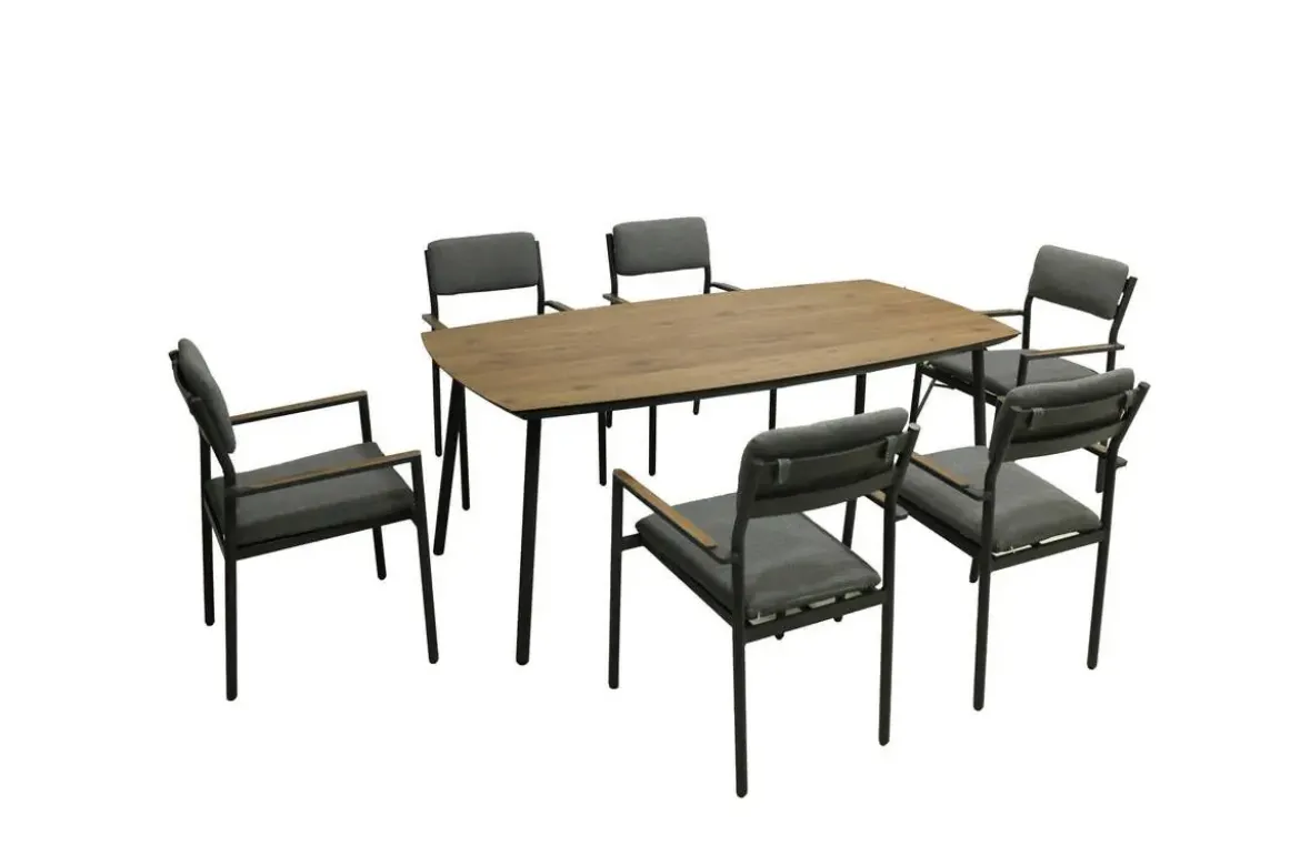 Conjunto de Jardín Aluminio Antracita 6 Sillones COPENHAGUE