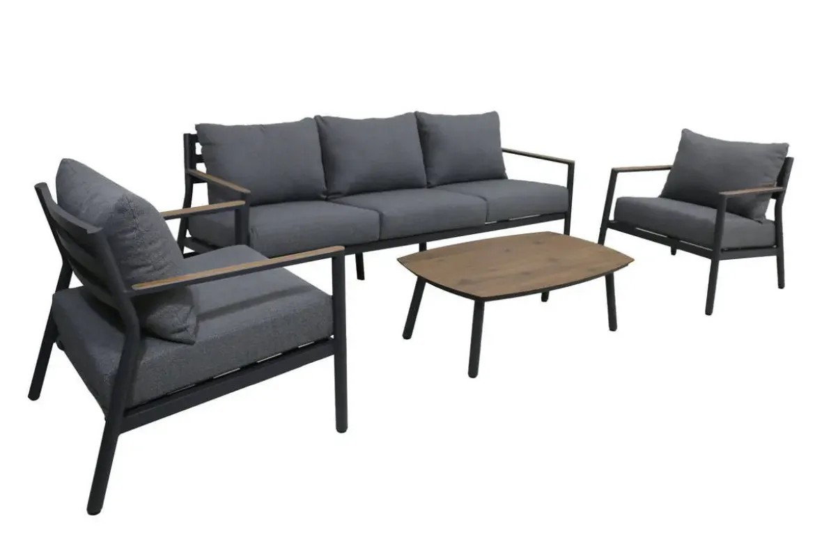 Conjunto de Jardín Aluminio Antracita con Cojines COPENHAGUE