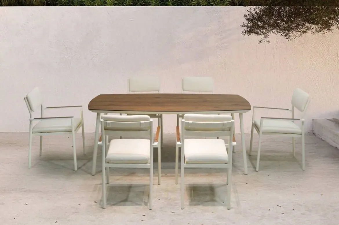 Conjunto de Jardín Aluminio Blanco 6 Sillones COPENHAGUE