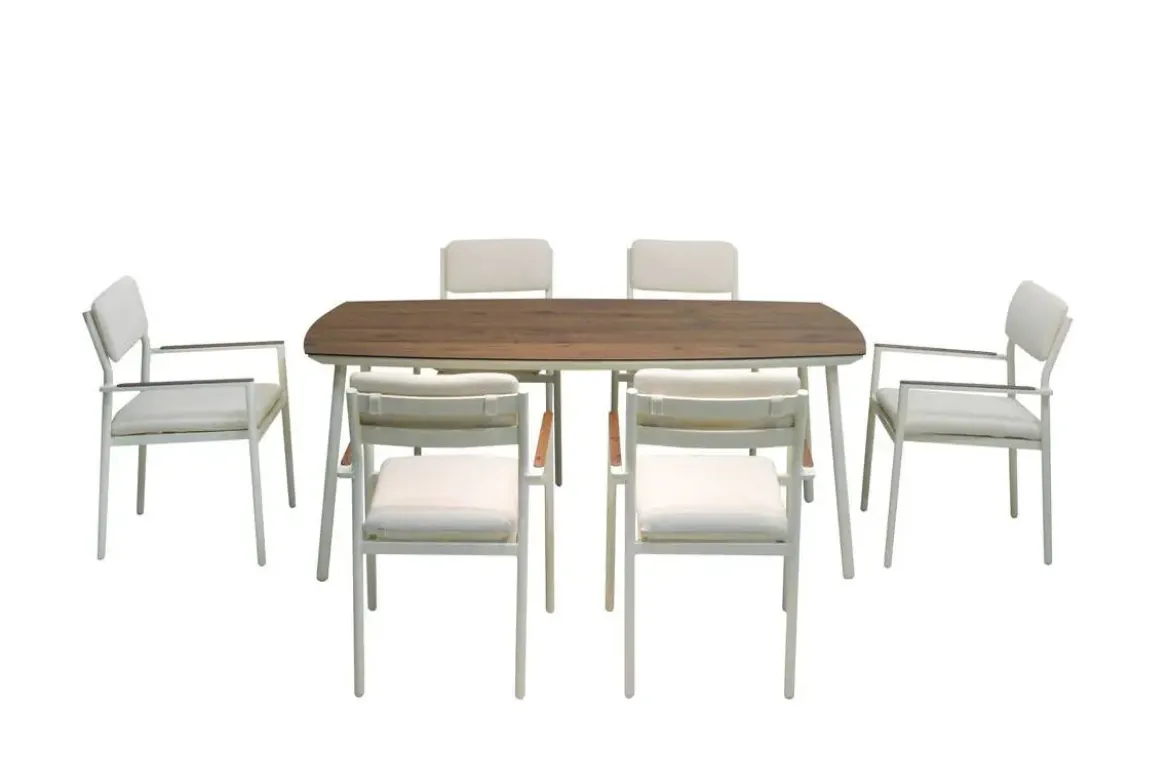 Conjunto de Jardín Aluminio Blanco 6 Sillones COPENHAGUE