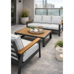 Conjunto de Jardín Antracita de Aluminio con Sofá de 3 Plazas BUDAPEST