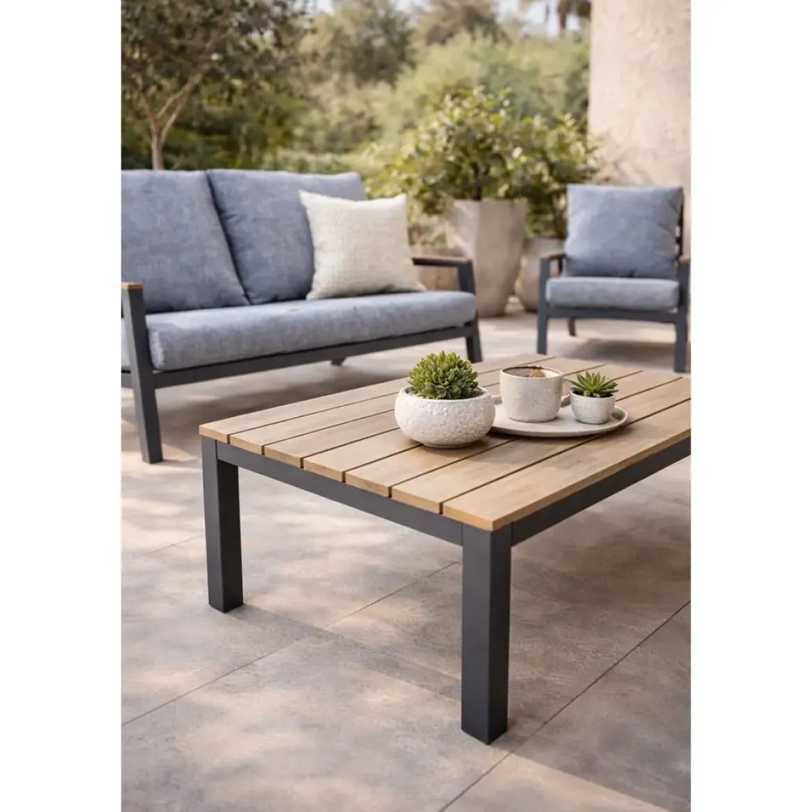 Conjunto de Jardín Antracita de Aluminio-Resina PRAGA