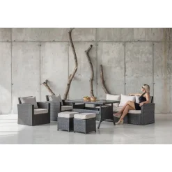 Conjunto de Jardín con Cojines Marrones AUSTIN