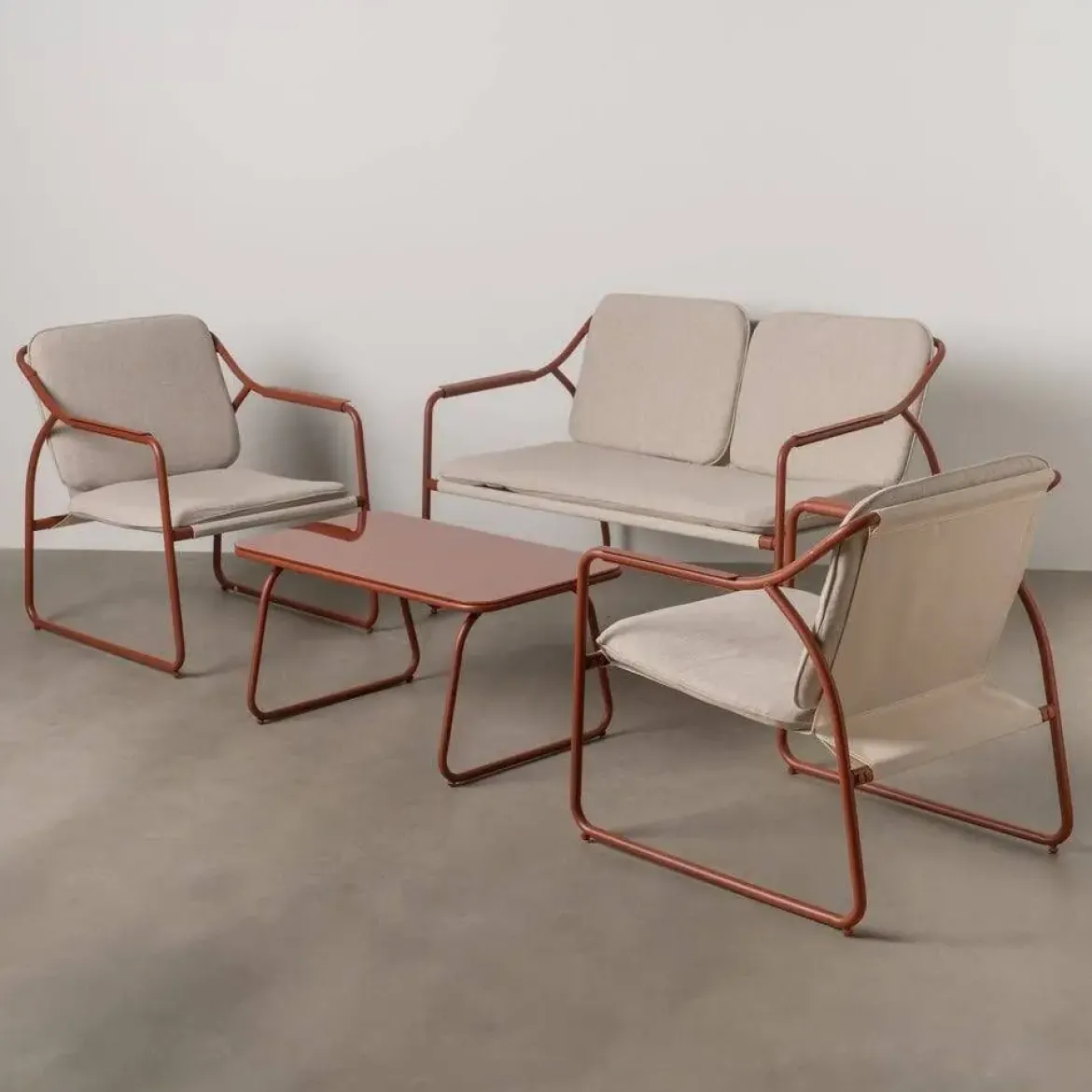 Conjunto de Jardín de Acero Color Terracota 614444