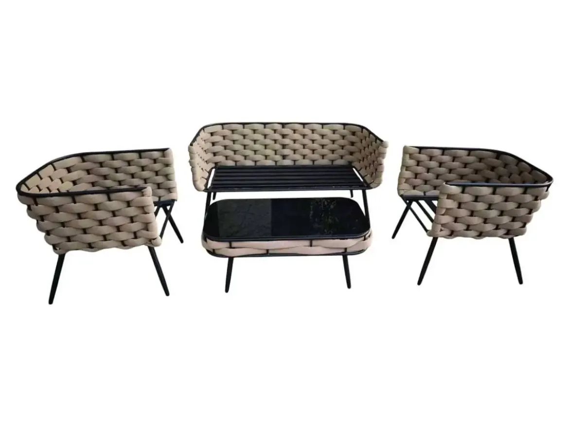 Conjunto de Jardín en Cuerda Trenzada y Metal MB-224636