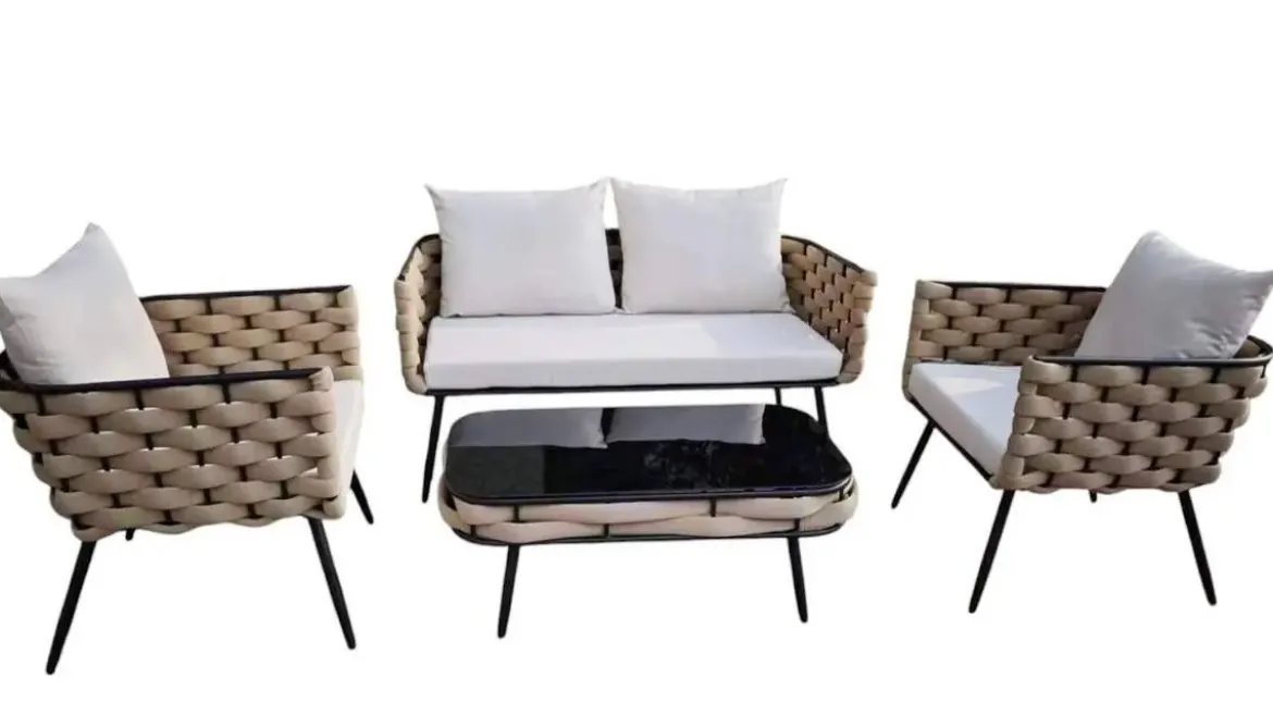 Conjunto de Jardín en Cuerda Trenzada y Metal MB-224636