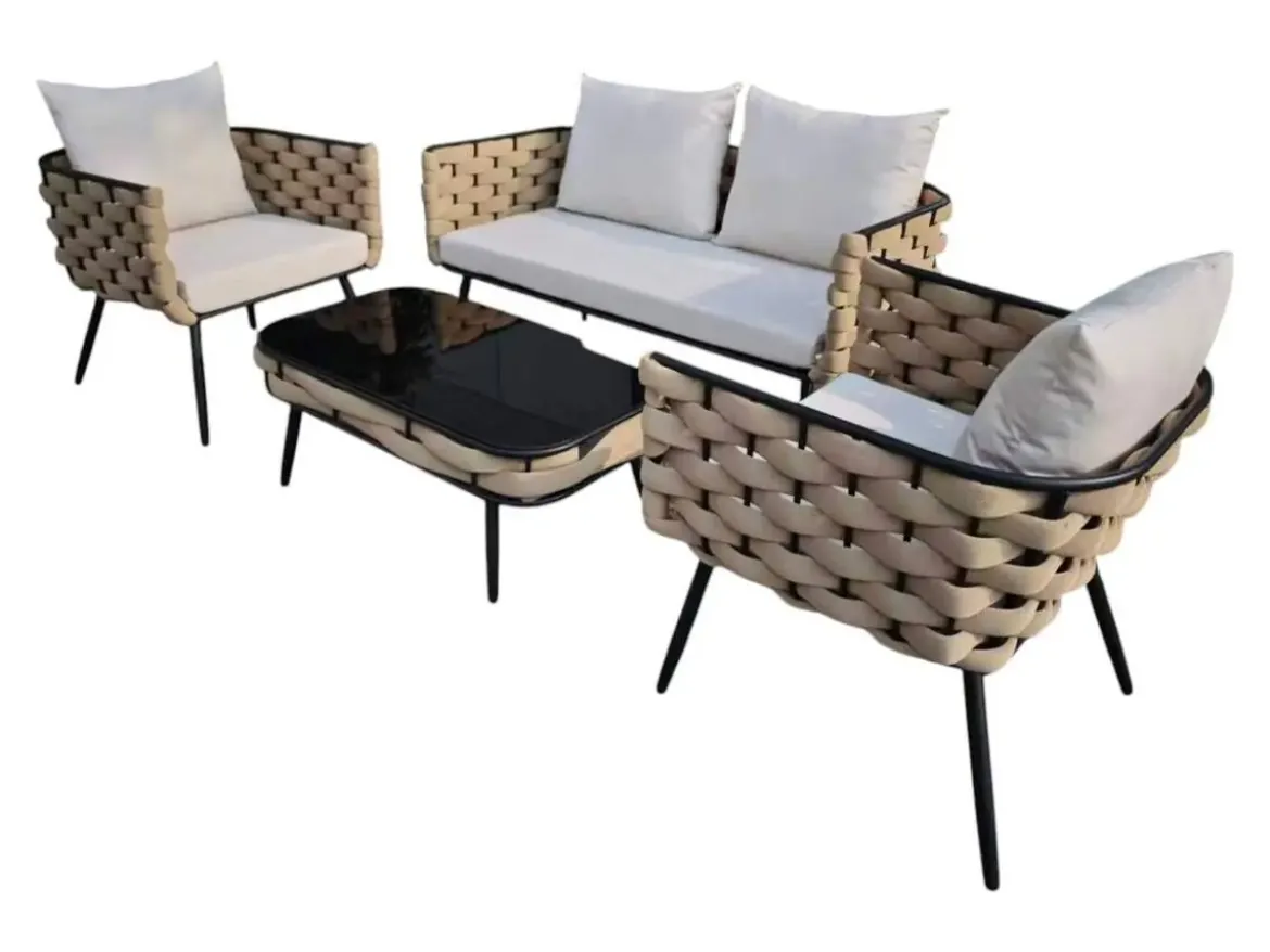 Conjunto de Jardín en Cuerda Trenzada y Metal MB-224636
