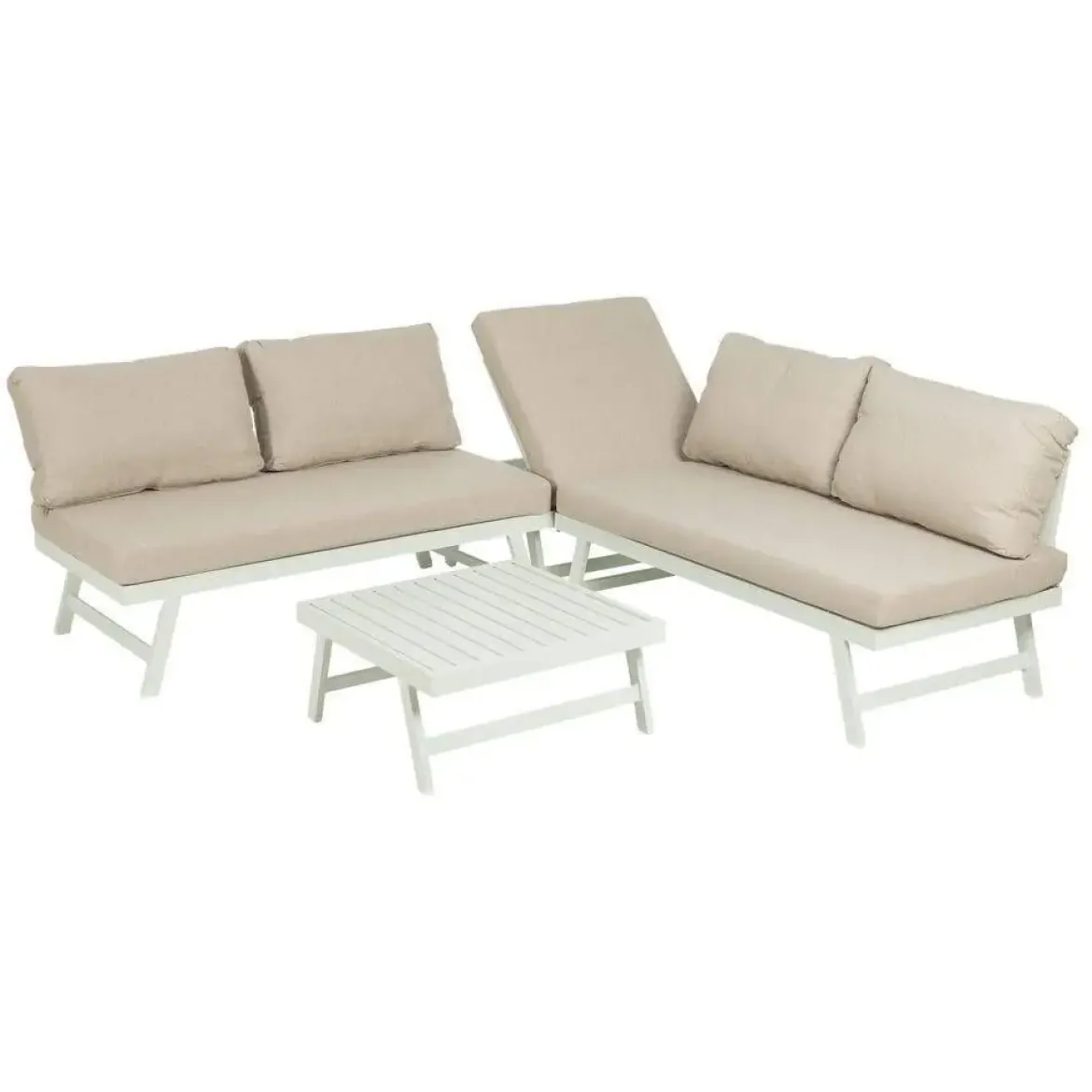 Conjunto de Jardín Estructura de Aluminio Color Beige-Blanco 614435
