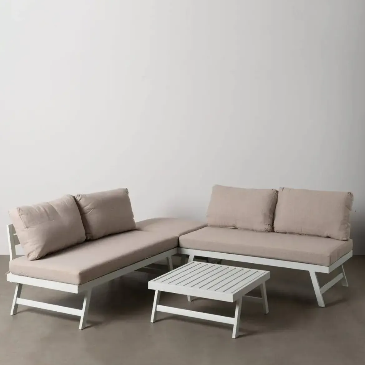 Conjunto de Jardín Estructura de Aluminio Color Beige-Blanco 614435