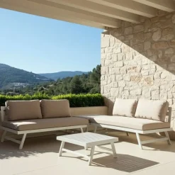Conjunto de Jardín Estructura de Aluminio Color Beige-Blanco 614435