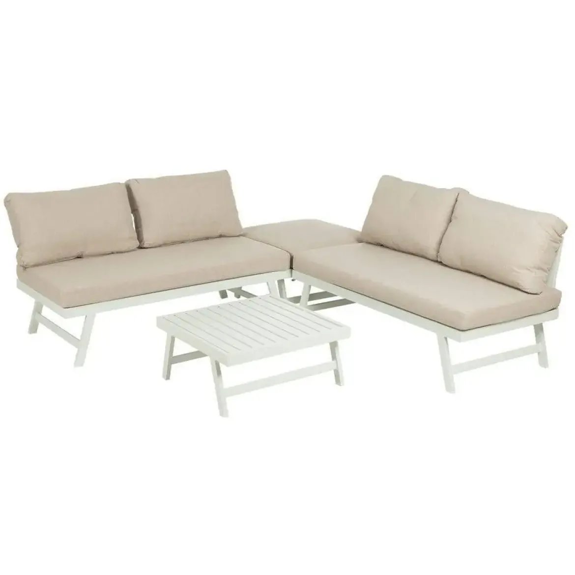 Conjunto de Jardín Estructura de Aluminio Color Beige-Blanco 614435