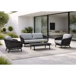 Conjunto de Jardín Estructura Antracita de Aluminio con Textilene BELMONTE