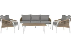 Conjunto de Jardín Estructura de Aluminio Blanco con Cuerda Sintética MB-218296