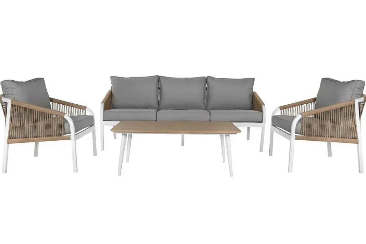 Conjunto de Jardín Estructura de Aluminio Blanco con Cuerda Sintética MB-218296