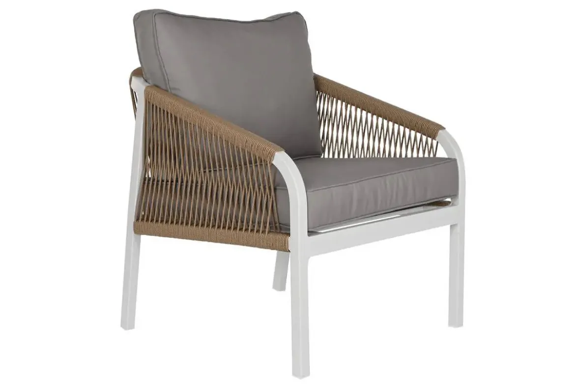 Conjunto de Jardín Estructura de Aluminio Blanco con Cuerda Sintética MB-218296