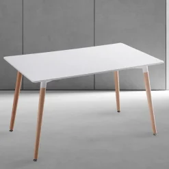 Conjunto de Mesa Cocina Blanca con 4 Sillas Blancas DINAMARCA
