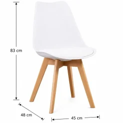 Conjunto de Mesa Cocina Blanca con 4 Sillas Blancas DINAMARCA