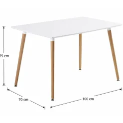Conjunto de Mesa Cocina Blanca con 4 Sillas Blancas DINAMARCA