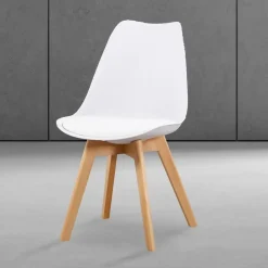 Conjunto de Mesa Cocina Negra con 4 Sillas Blancas DINAMARCA