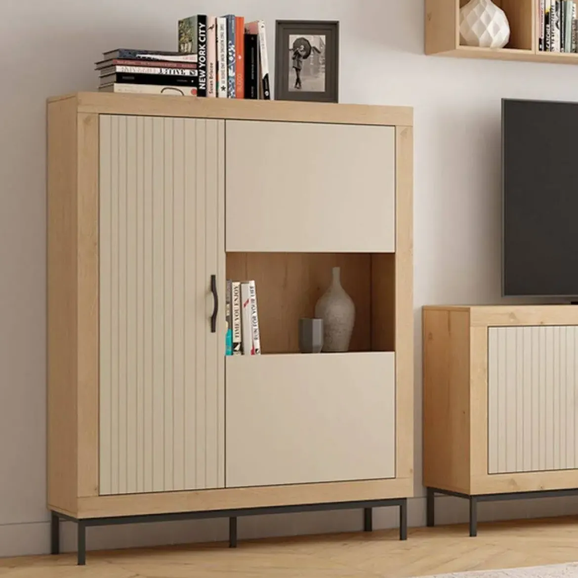 Conjunto de salón MOON EVO en Roble, Perla y Grafito Nº 28