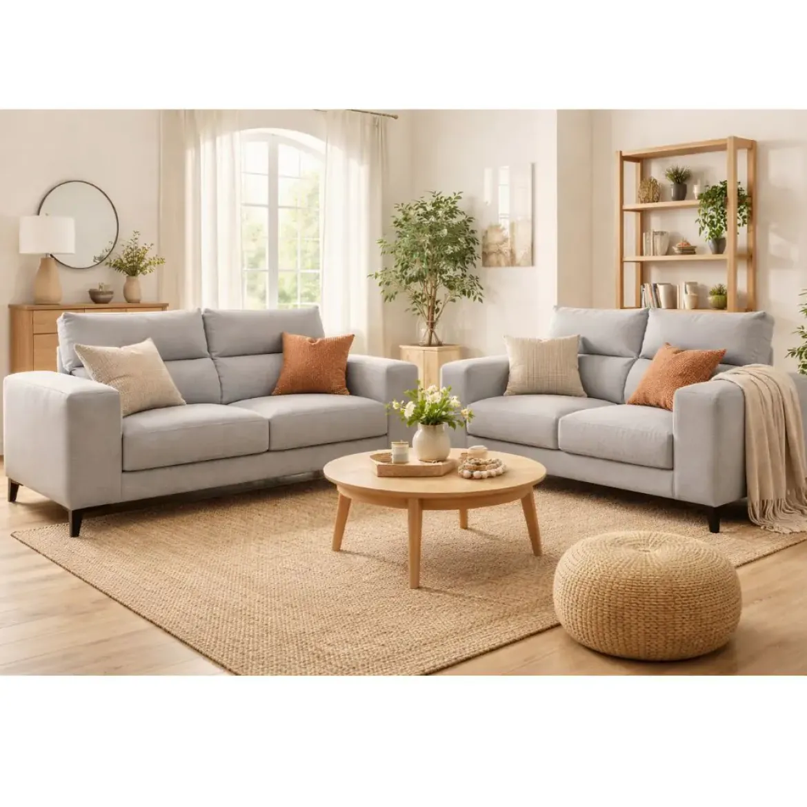 Conjunto de Sofá 3+2 Plazas con Cabezal Reclinable y Asientos Deslizantes OMAR