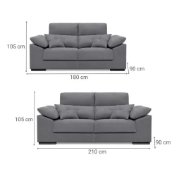 Conjunto de Sofás 3+2 Plazas con Cabezal Reclinable y Asientos Deslizantes NOEMI