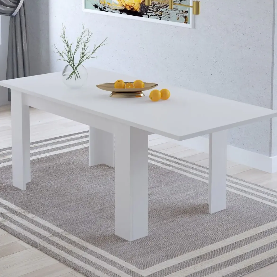 Conjunto Mesa Comedor Blanco con 4 Sillas Modernas CORFU