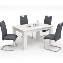 Conjunto Mesa Comedor Blanco con 4 Sillas Modernas CORFU