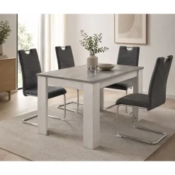 Conjunto Mesa Comedor Gris con 4 Sillas Modernas BERTA