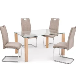 Conjunto Mesa Cristal con 4 Sillas Modernas HANA