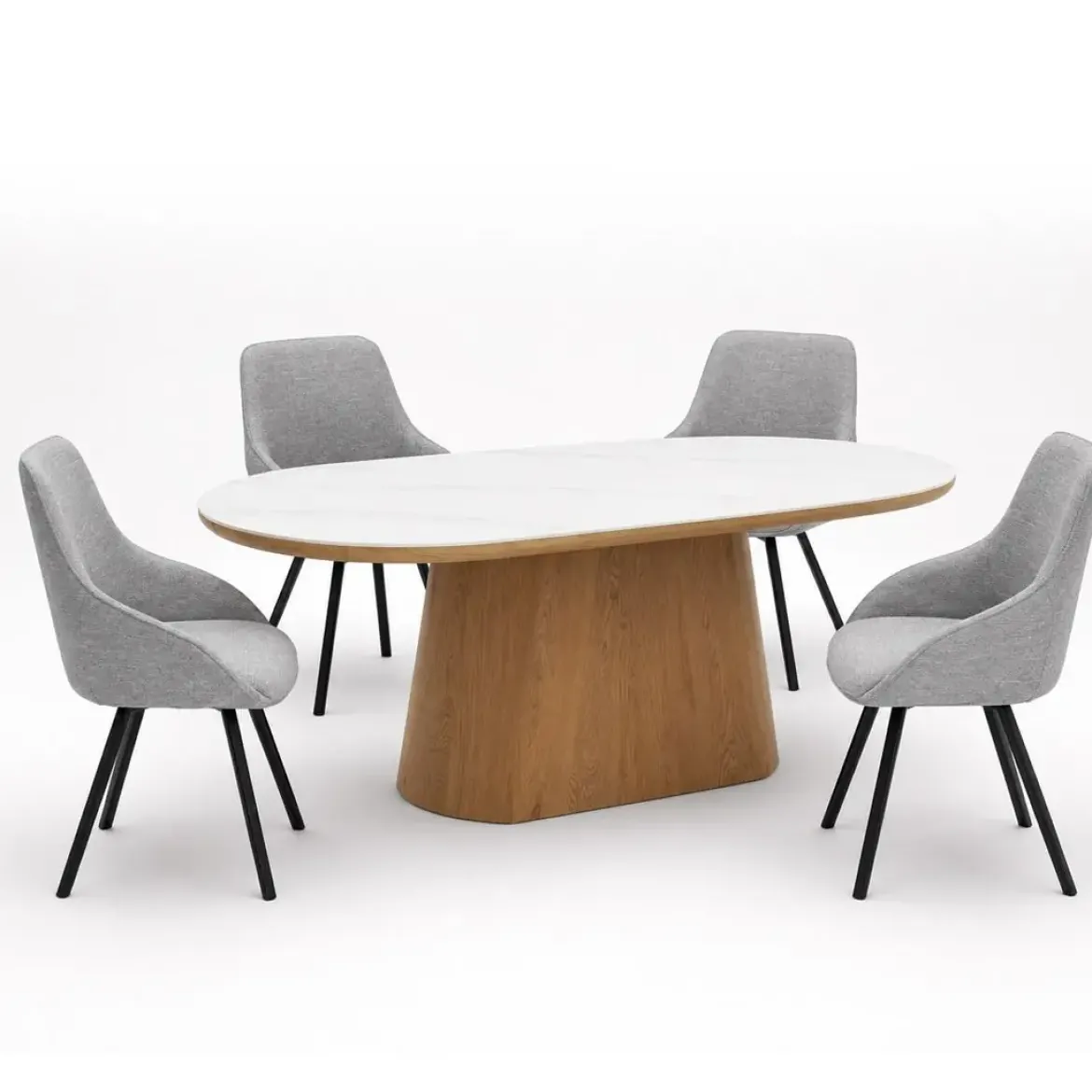 Conjunto Mesa Ovalada Mármol con 4 Sillas CALACATTA