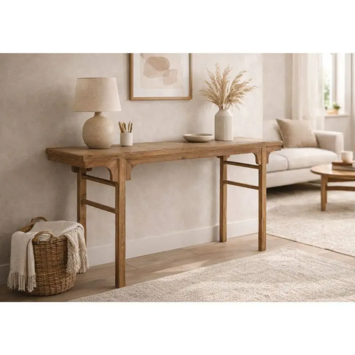 Consola Alargada en Teca Reciclada Natural MB-210556