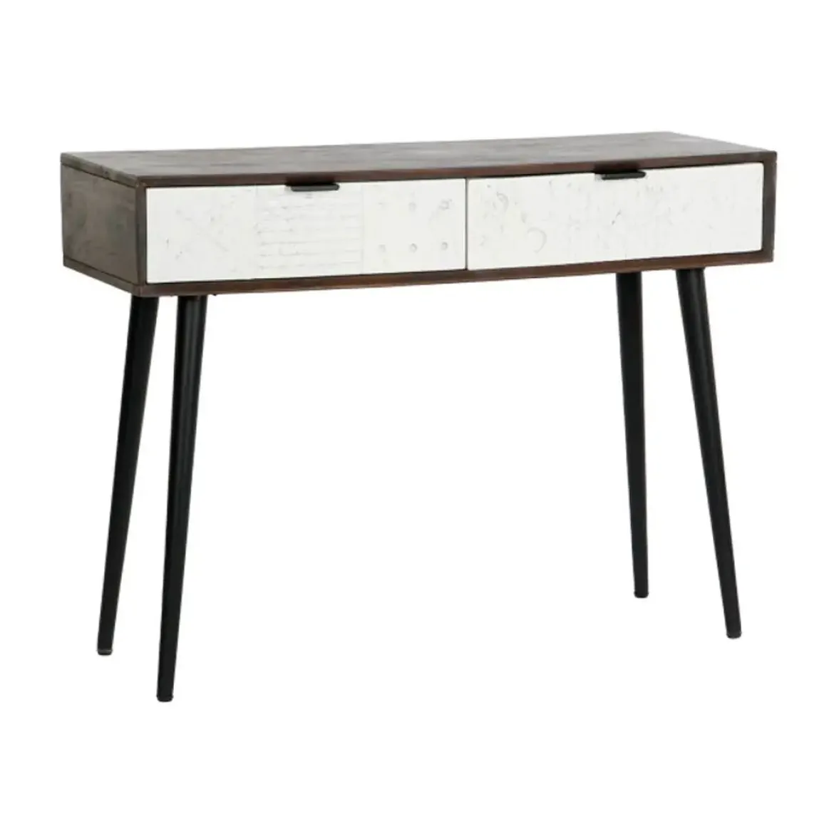 Consola con 2 Cajones Color Marrón Oscuro y Blanco MB-206316