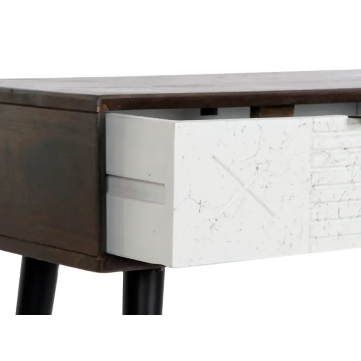 Consola con 2 Cajones Color Marrón Oscuro y Blanco MB-206316