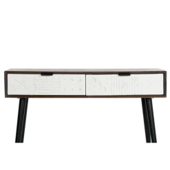 Consola con 2 Cajones Color Marrón Oscuro y Blanco MB-206316