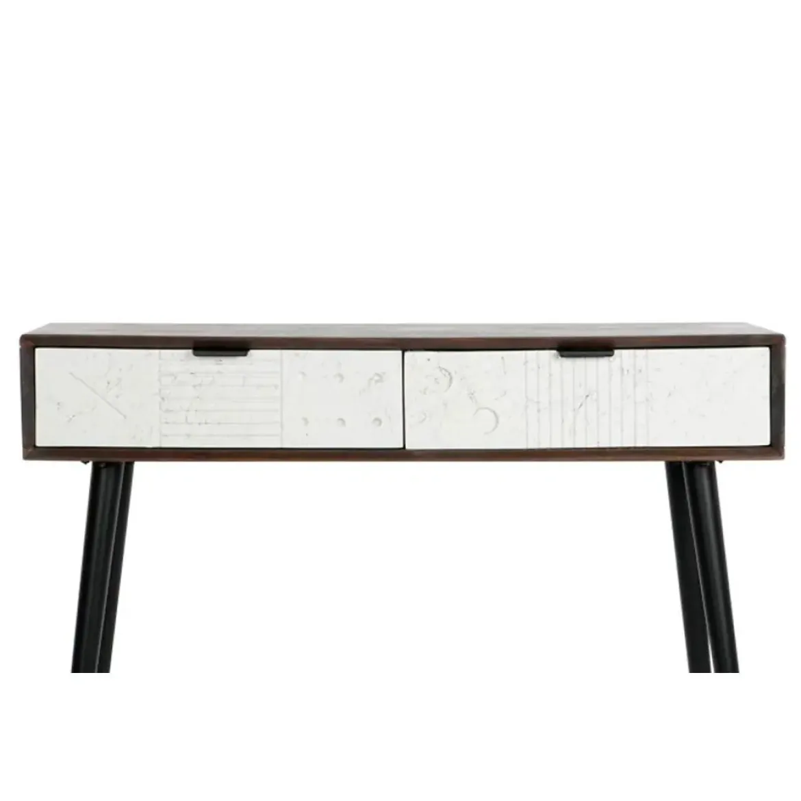 Consola con 2 Cajones Color Marrón Oscuro y Blanco MB-206316