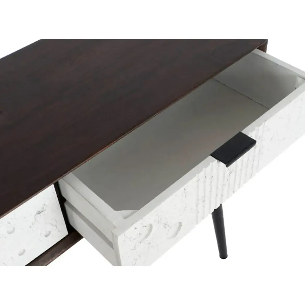 Consola con 2 Cajones Color Marrón Oscuro y Blanco MB-206316