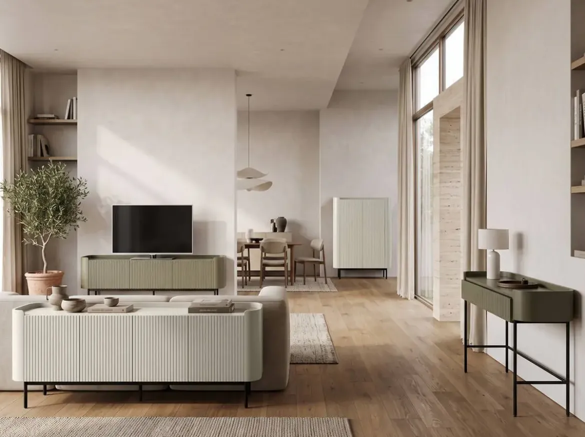 Consola con 2 Cajones Lacada y Patas de Acero WILLA