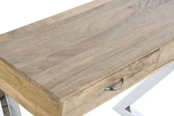 Consola con 2 Mesitas Auxiliares en Madera de Mango y Acero MB-208604