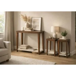 Consola con Mesitas Auxiliares en Madera de Mango MB-221671