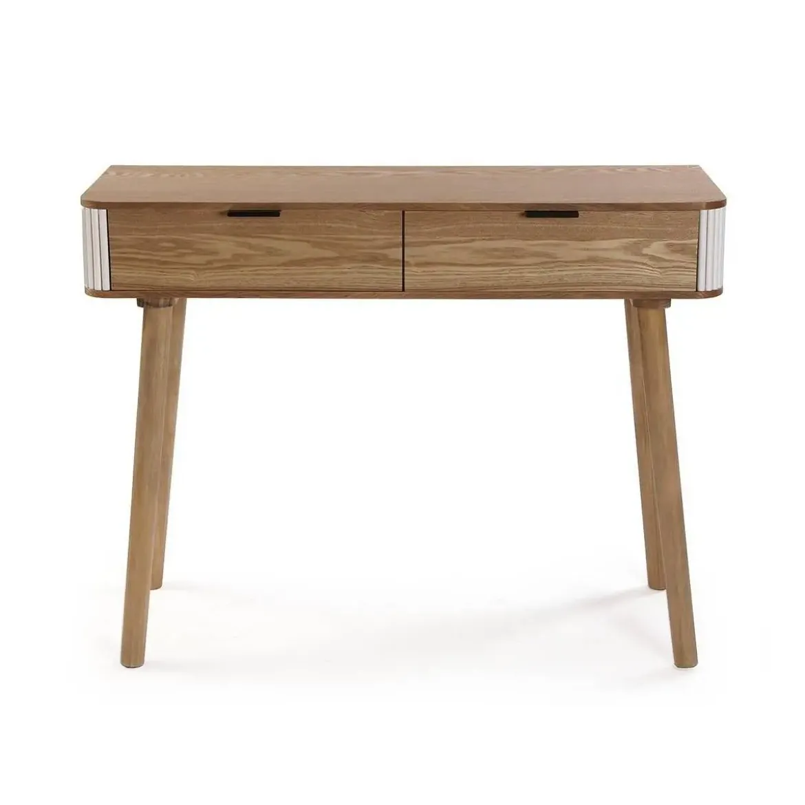 Consola de 2 Cajones Color Natural-Blanco 100 cm 19880049