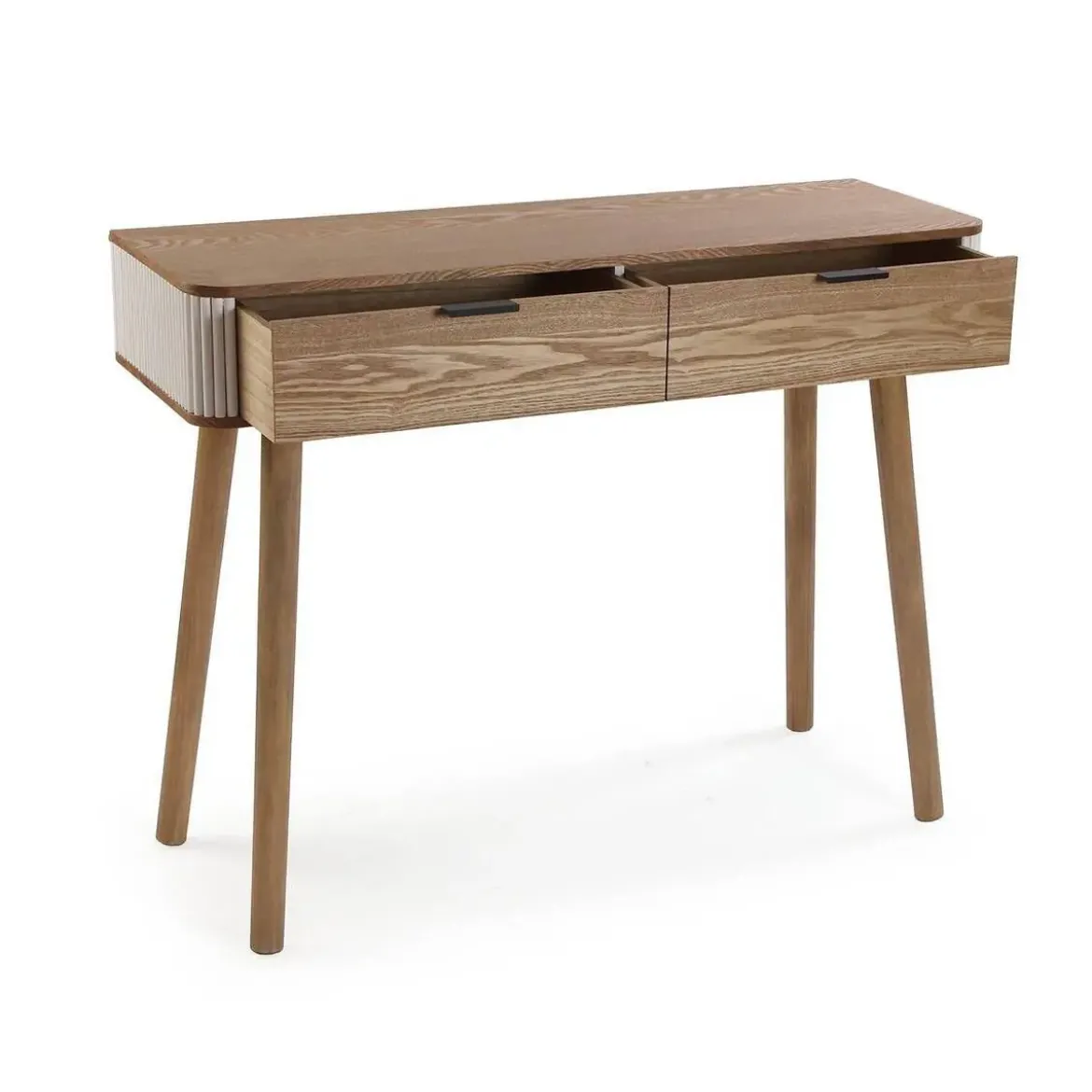 Consola de 2 Cajones Color Natural-Blanco 100 cm 19880049