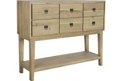 Consola de Entrada con 6 Cajones en Madera de Pino Marrón MB-204856