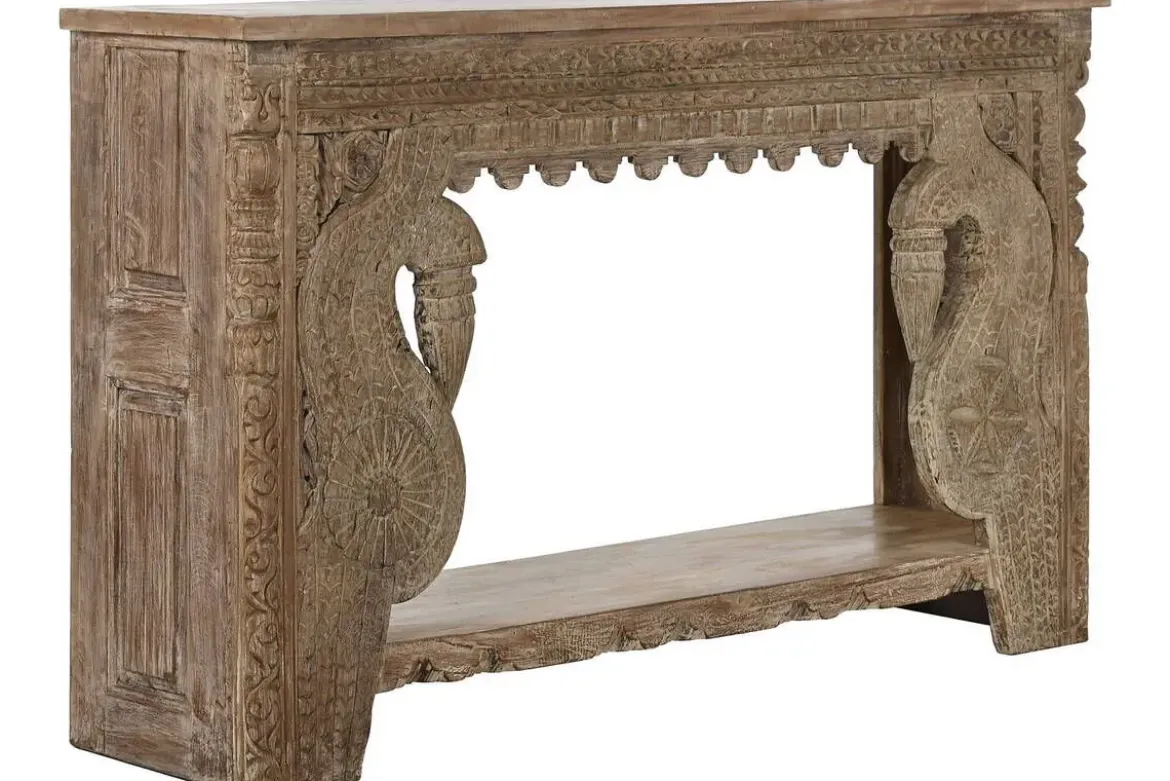 Consola de Entrada Tallada en Madera Teca y Mango MB-216511
