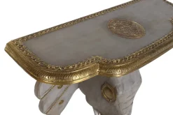 Consola de Madera de Mango con Latón Elefante Dorado MB-200965