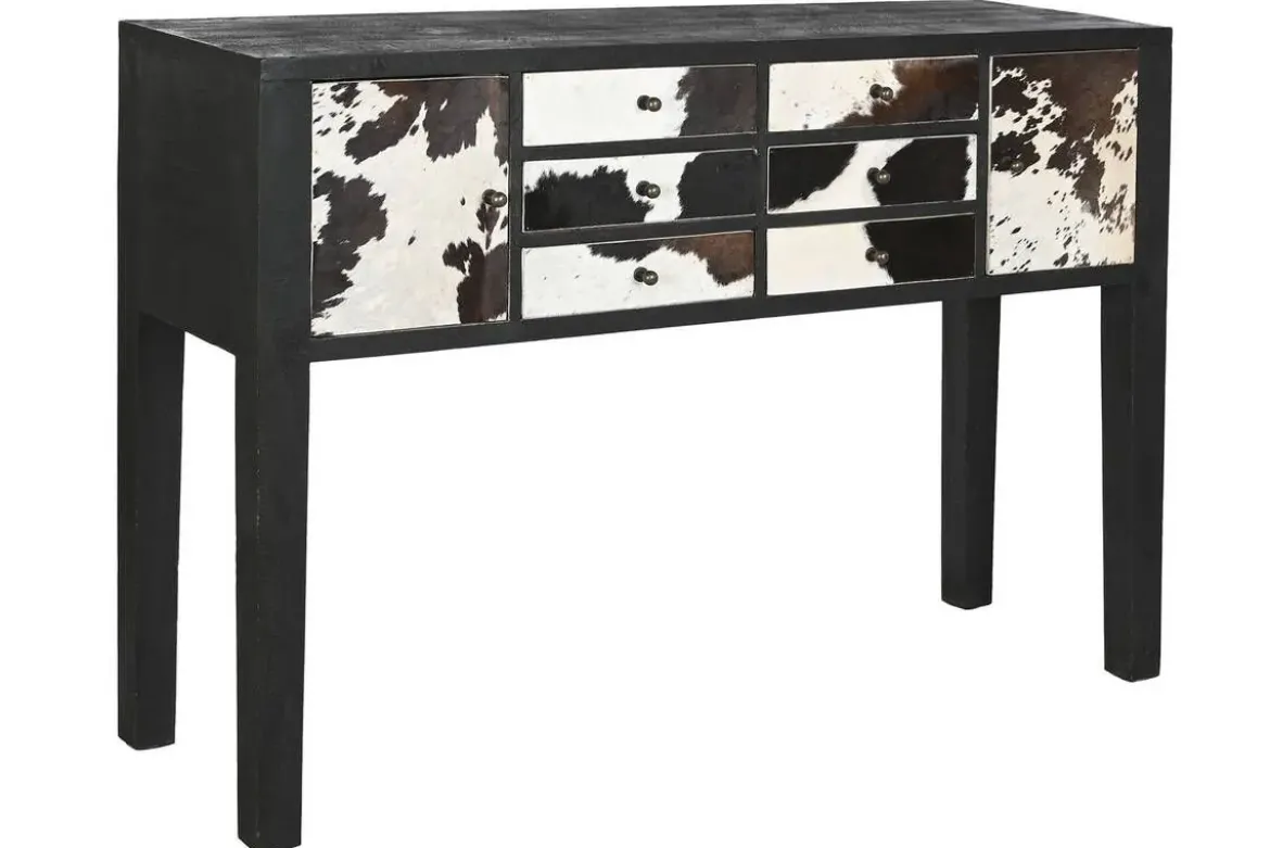 Consola de Madera de Mango con Piel Vaca MB-208897