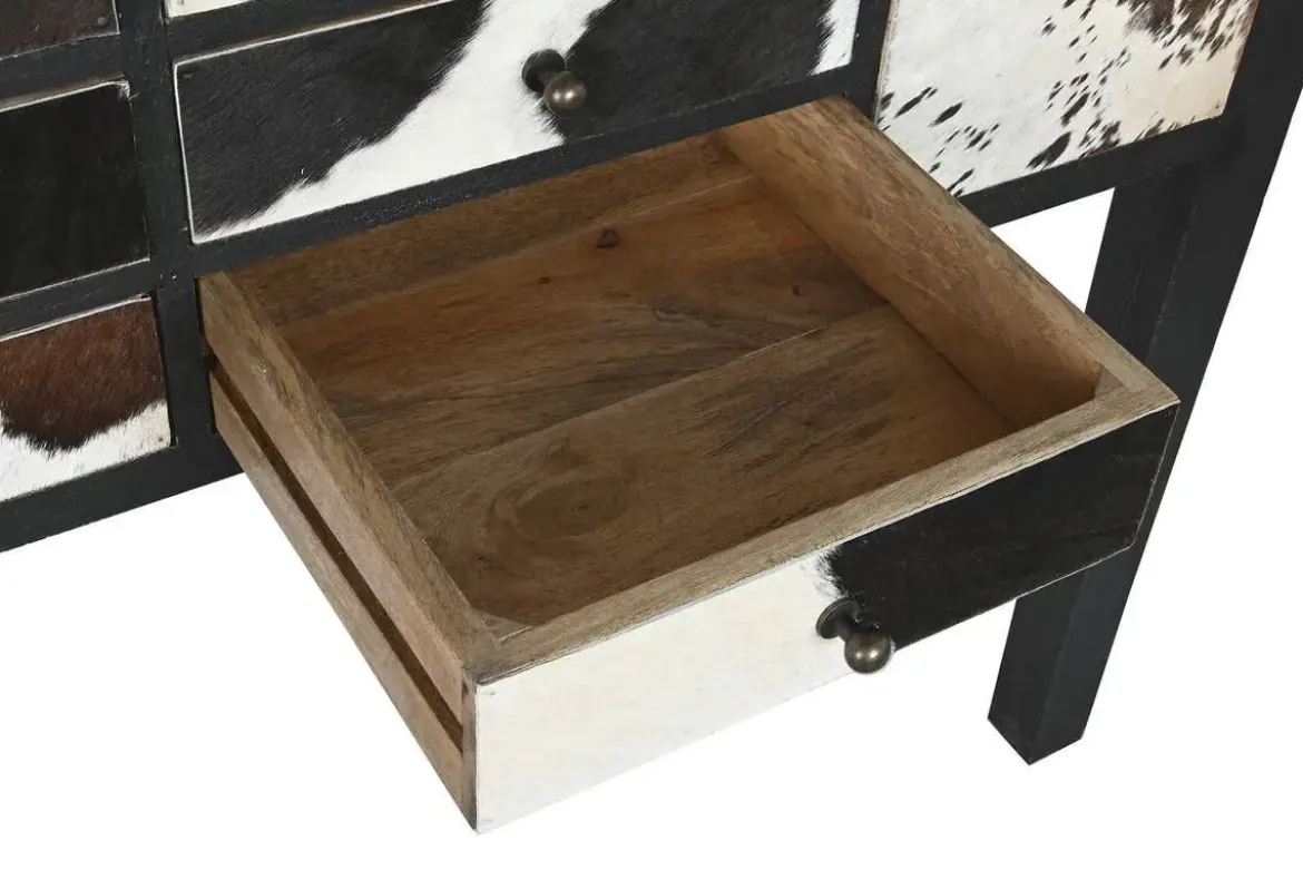 Consola de Madera de Mango con Piel Vaca MB-208897