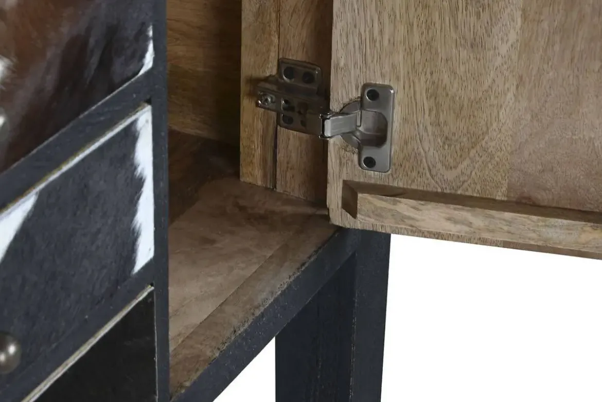 Consola de Madera de Mango con Piel Vaca MB-208897